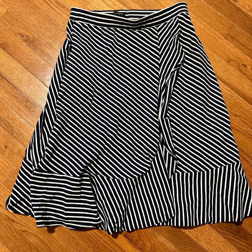 Talbots Classic Navy and White Striped Skirt